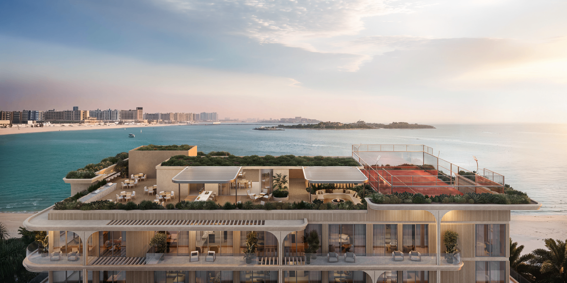 Rooftop Paddle Court & Lounge mit Meerblick